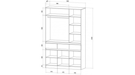 Шкаф 3-х створчатый Ленора, Дуб вотан/Кашемир 