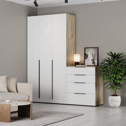 Тумба ТВ 1400 Х72 Харди, Дуб серый/Белый